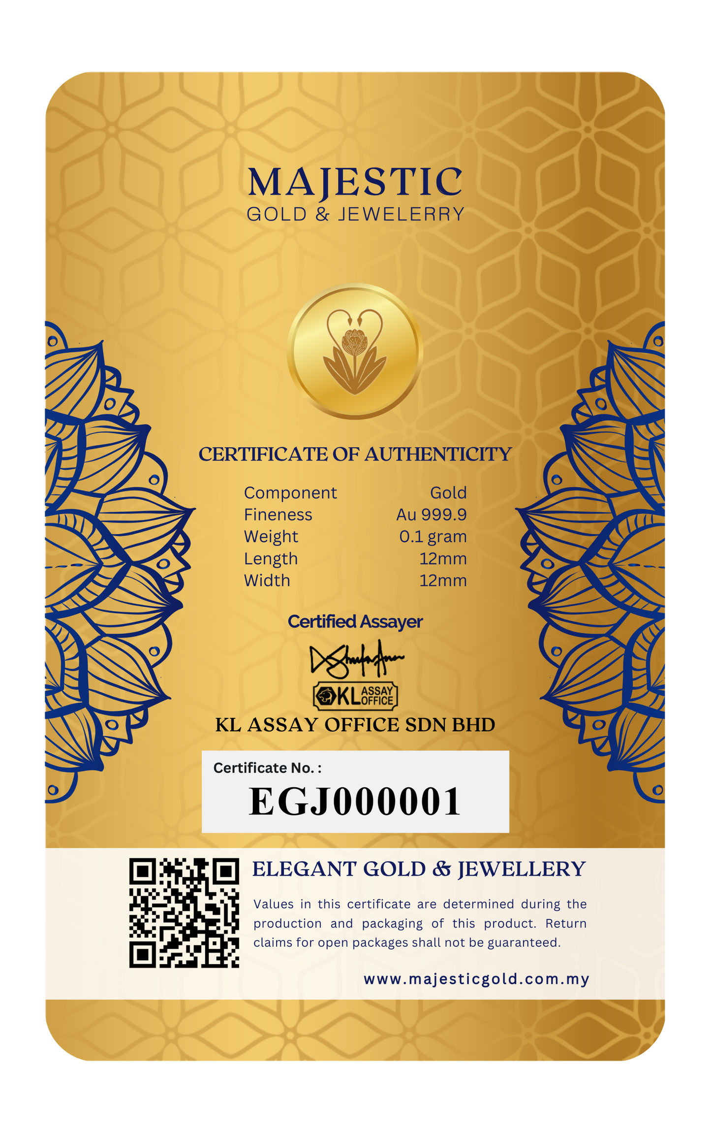 HQ Blue Series 0.1g Au999.9