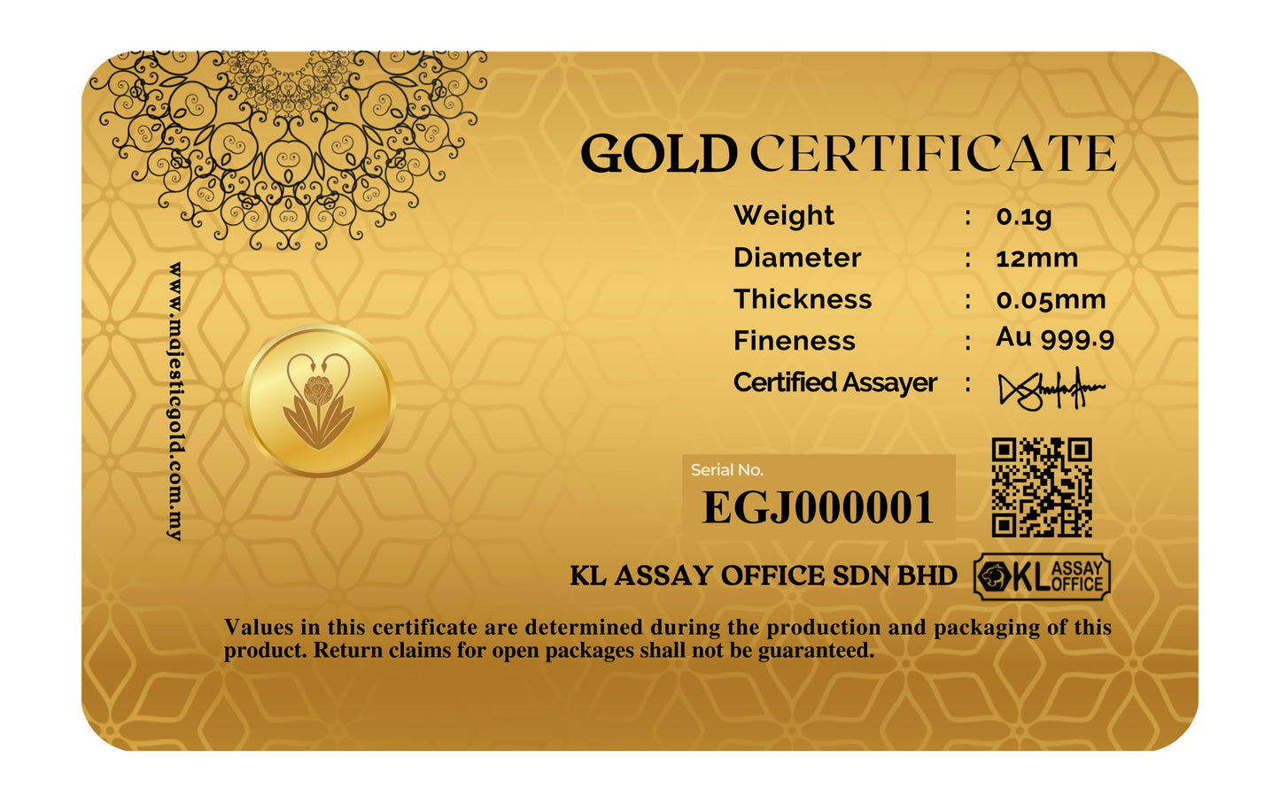 HQ Black Series 0.1g Au999.9