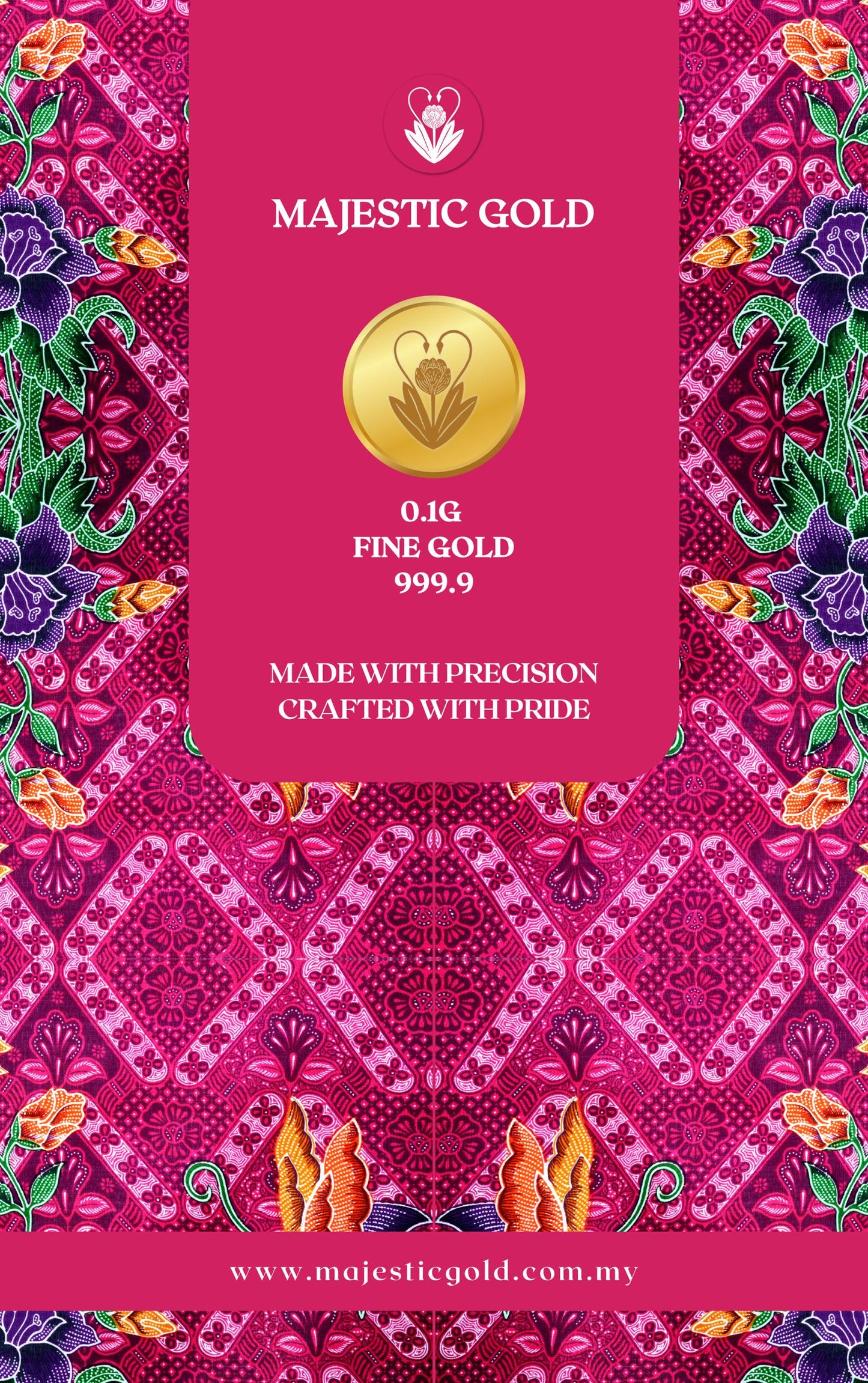 Majestic Gold Rose Senja Batik Series Gold Bar 0.1gram Au 999