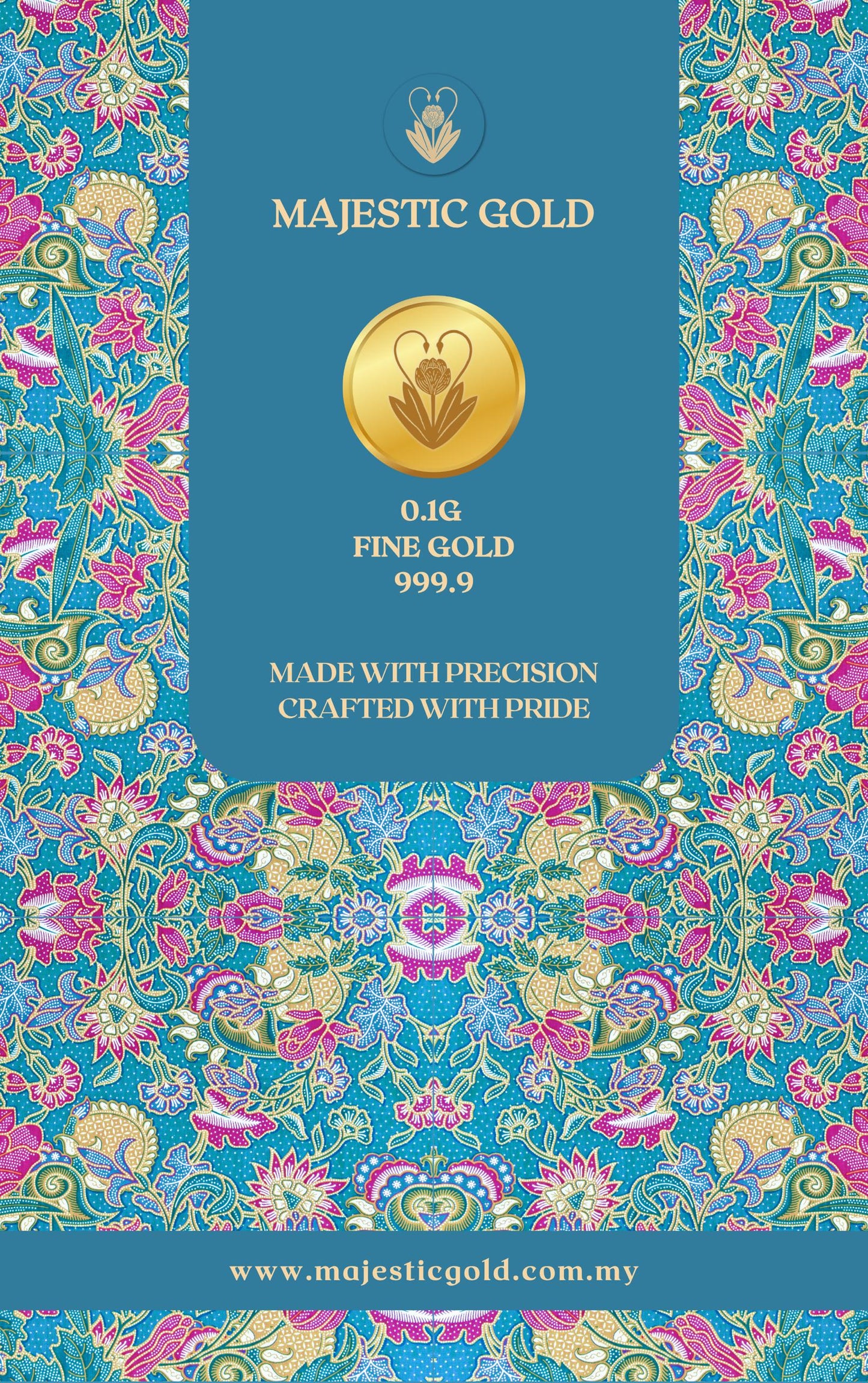 Majestic Gold Blue Samudra Batik Series Gold Bar 0.1gram Au 999