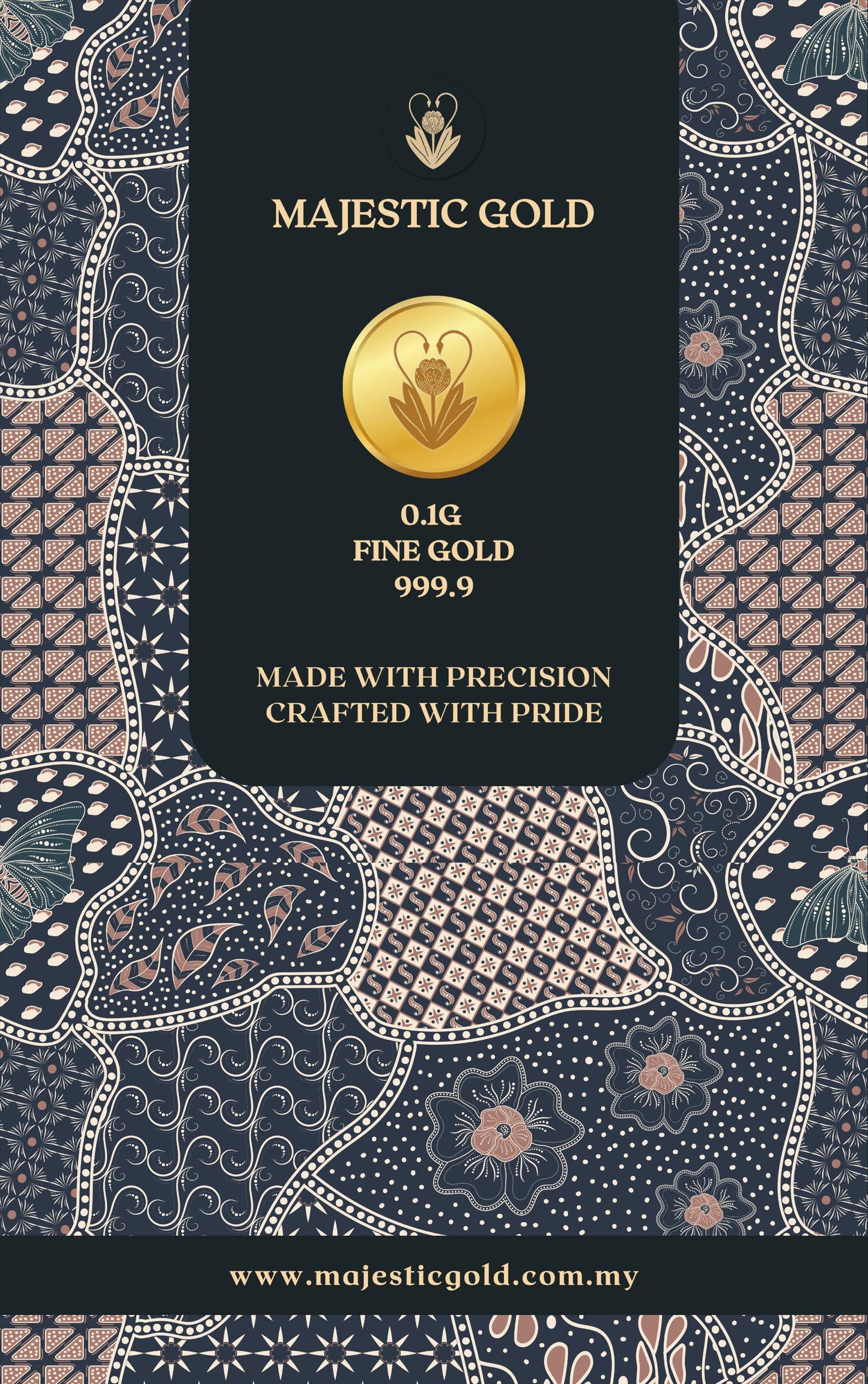 Majestic Gold Black Malam Batik Series Gold Bar 0.1gram Au 999