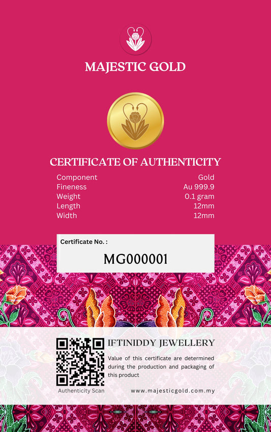 Majestic Gold Rose Senja Batik Series Gold Bar 0.1gram Au 999
