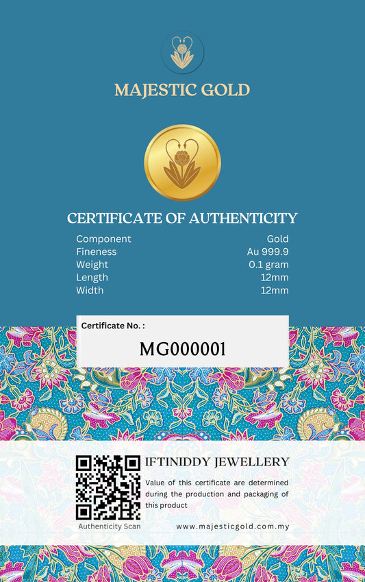 Majestic Gold Blue Samudra Batik Series Gold Bar 0.1gram Au 999